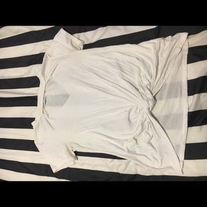 white notted front shirt with cut out